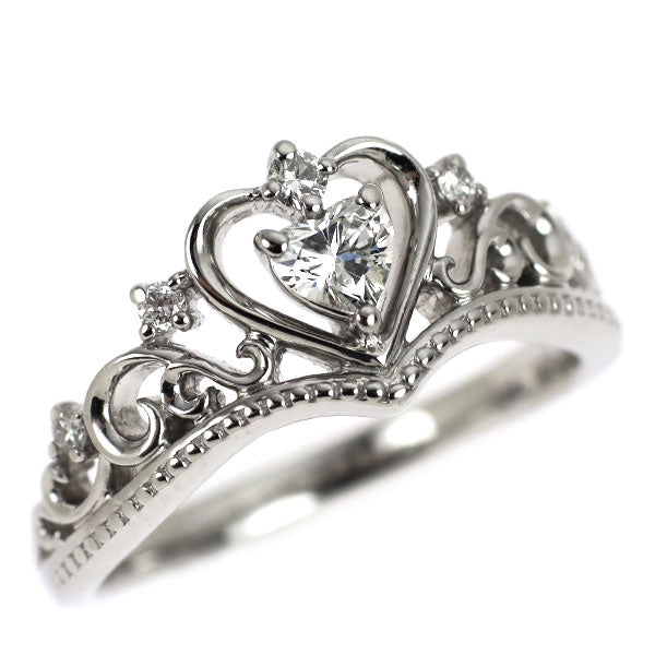 Pt900 ハートシェイプ ダイヤモンド リング 0.144ct D0.06ct ティアラ