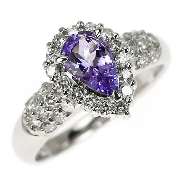 Pt900 ペアシェイプ タンザナイト ダイヤモンド リング 0.81ct D0.45ct