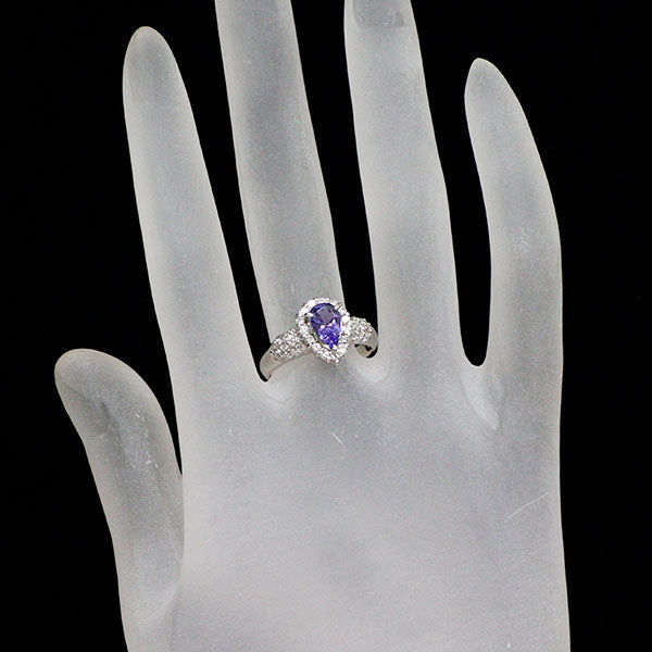 Pt900 ペアシェイプ タンザナイト ダイヤモンド リング 0.81ct D0.45ct