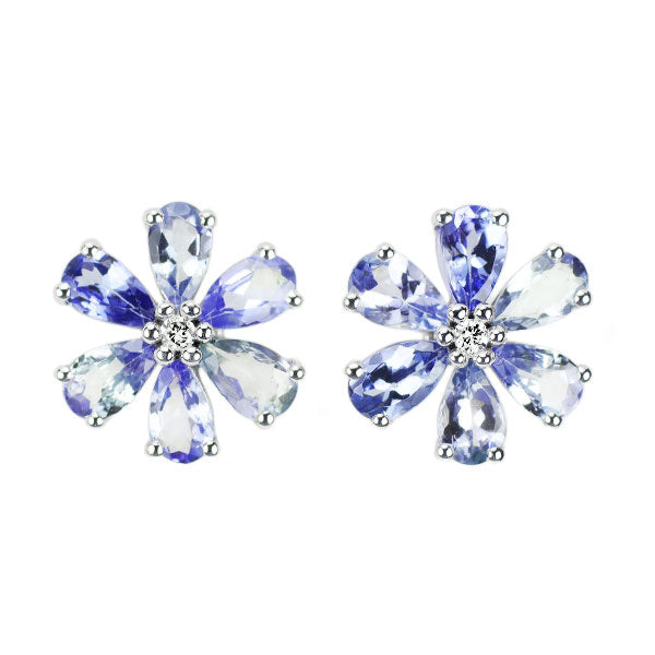 【値下げ】タンザナイト0.42ct　ダイヤ0.18ct取巻き　ピアス K18WG 楽天市場】タンザナイト ピアス 18k 一粒ピアス スタッド スタッド