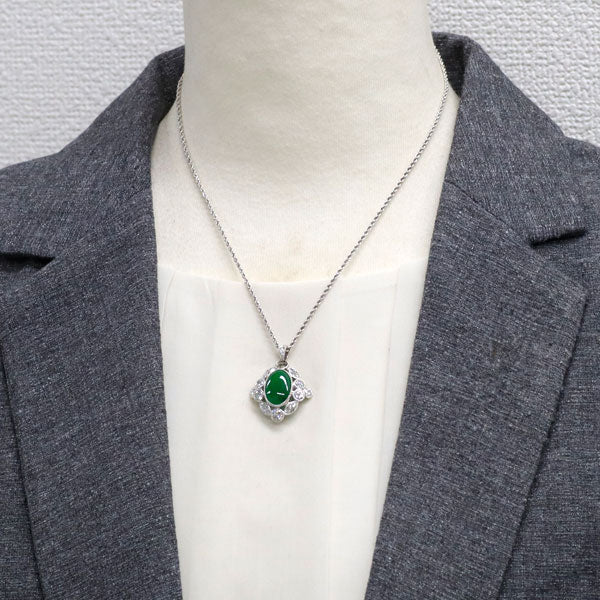 Pt900/ K18WG 翡翠 ダイヤモンド ペンダントネックレス D2.264ct