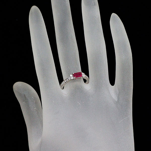 希少 Pt950 レッドベリル ダイヤモンド リング 0.37ct D0.35ct