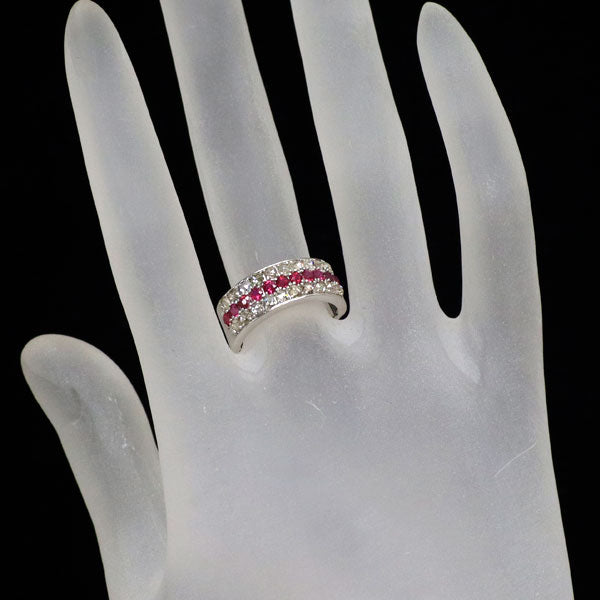 K18WGルビーリング K18WG ルビー ローズカットダイヤモンド リング 0.59ct D0.88ct