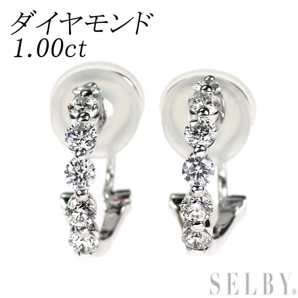K18WG ダイヤモンド イヤリング 1.00ct