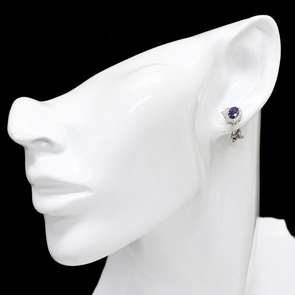 K18WG/K14WG バイオレットサファイア ダイヤモンド イヤリング 1.35ct D0.28ct