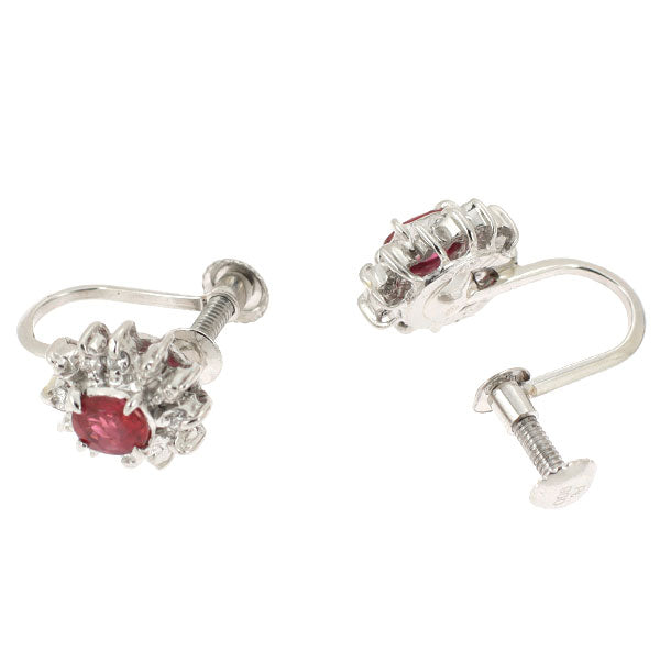 Pt900 ルビー ダイヤモンド イヤリング 0.50ct D0.06ct