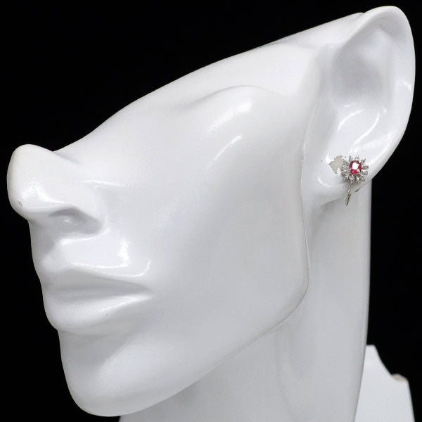 Pt900 ルビー ダイヤモンド イヤリング 0.50ct D0.06ct