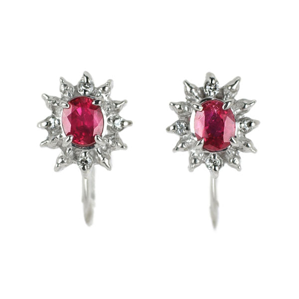 Pt900 ルビー ダイヤモンド イヤリング 0.50ct D0.06ct