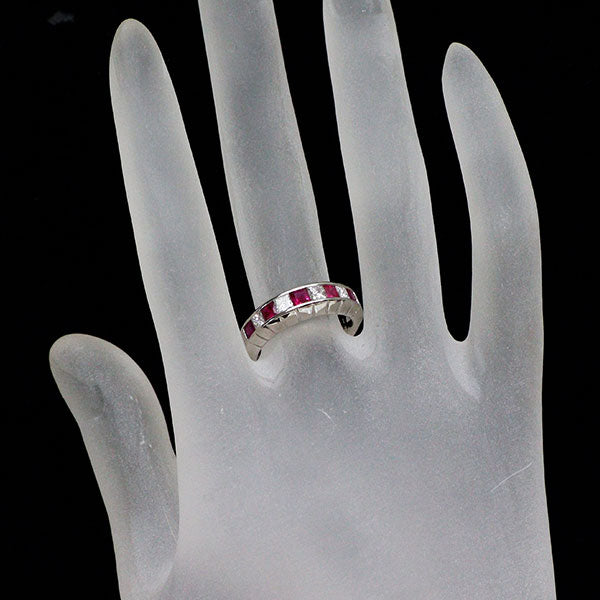 Pt900 ルビー ダイヤモンド リング 0.71ct D0.43ct 一文字