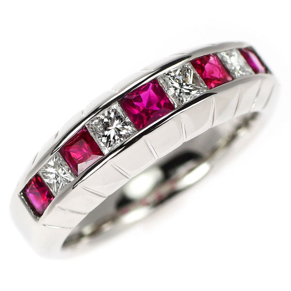 Pt900 ルビー ダイヤモンド リング 0.71ct D0.43ct 一文字