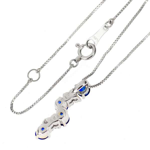 Pt900/ Pt850 サファイア ダイヤモンド ペンダントネックレス 2.12ct D0.80ct