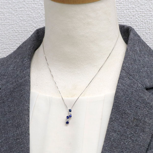 Pt900/ Pt850 サファイア ダイヤモンド ペンダントネックレス 2.12ct D0.80ct