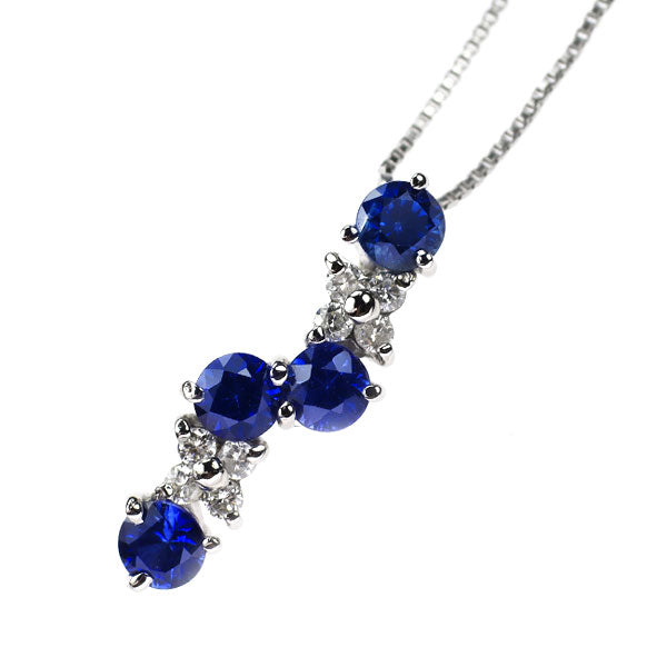 Pt900/ Pt850 サファイア ダイヤモンド ペンダントネックレス 2.12ct D0.80ct