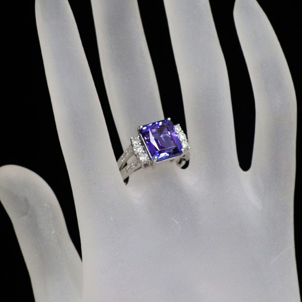 Pt900 タンザナイト ダイヤモンド リング 6.29ct D0.46ct