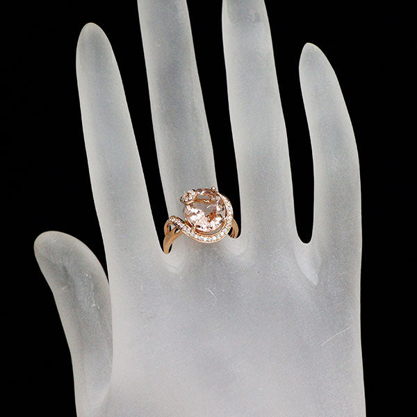 K18PG モルガナイト ダイヤモンド リング 4.39ct D0.23ct