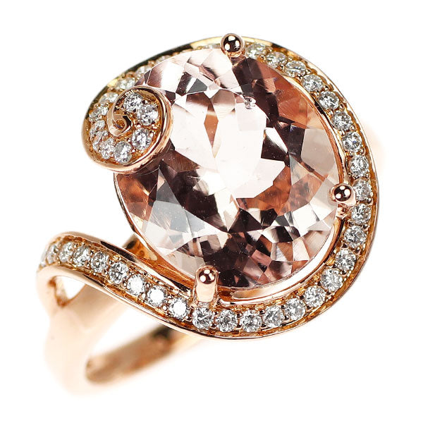 K18PG モルガナイト ダイヤモンド リング 4.39ct D0.23ct