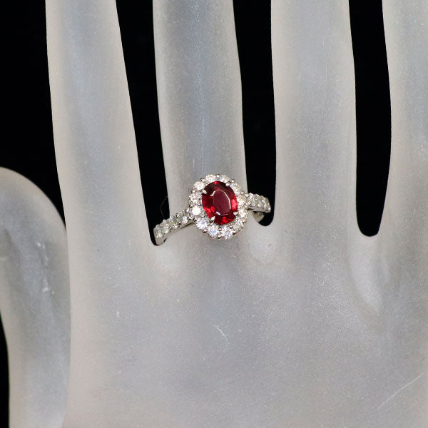 Pt950 ルベライト ダイヤモンド リング 0.98ct D0.85ct