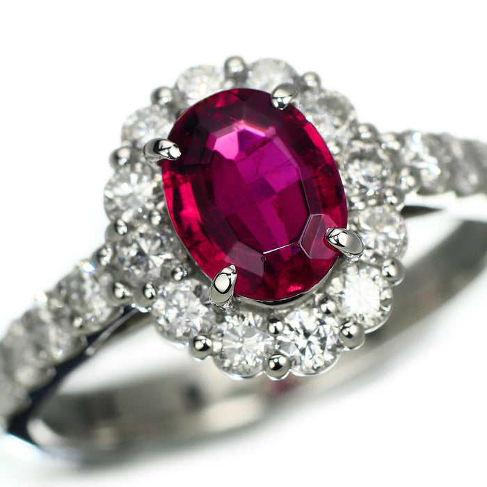 Pt950 ルベライト ダイヤモンド リング 0.98ct D0.85ct