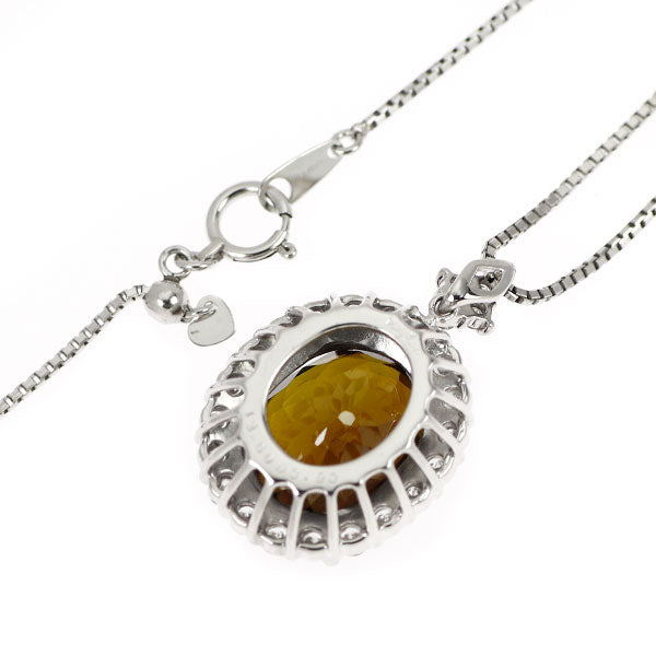 Pt スフェーン ダイヤモンド ペンダントネックレス 13.60ct D0.90ct
