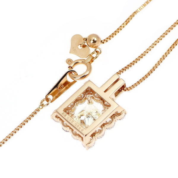 K18PG プリンセスカット ダイヤモンド ペンダントネックレス 0.808ct D0.95ct
