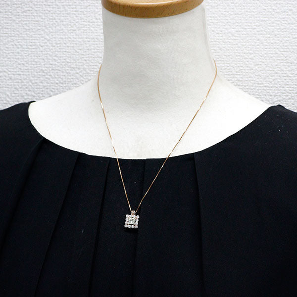 K18PG プリンセスカット ダイヤモンド ペンダントネックレス 0.808ct D0.95ct