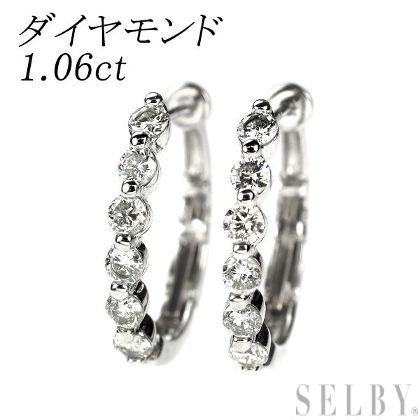 Pt900 ダイヤモンド フープ ピアス 1.06ct