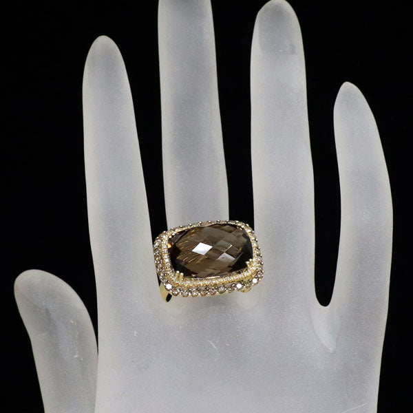K18YG スモーキークオーツ ダイヤモンド リング 13.13ct D0.82ct