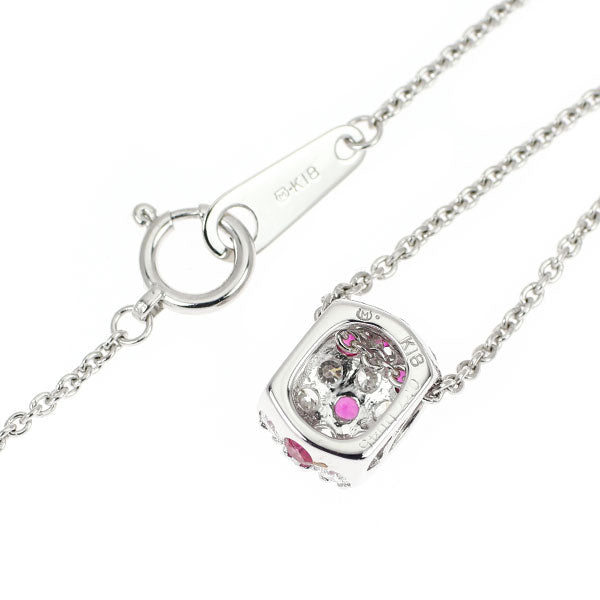 ミキモト K18WG ルビー ダイヤモンド ペンダントネックレス 0.37ct D0.45ct
