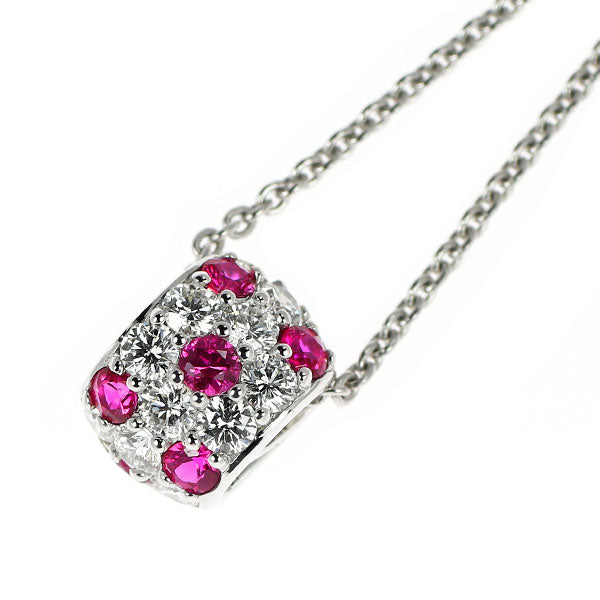 ミキモト K18WG ルビー ダイヤモンド ペンダントネックレス 0.37ct D0.45ct