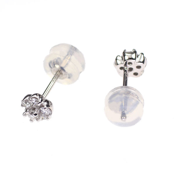 K18WG ダイヤモンド ピアス 0.22ct フラワー