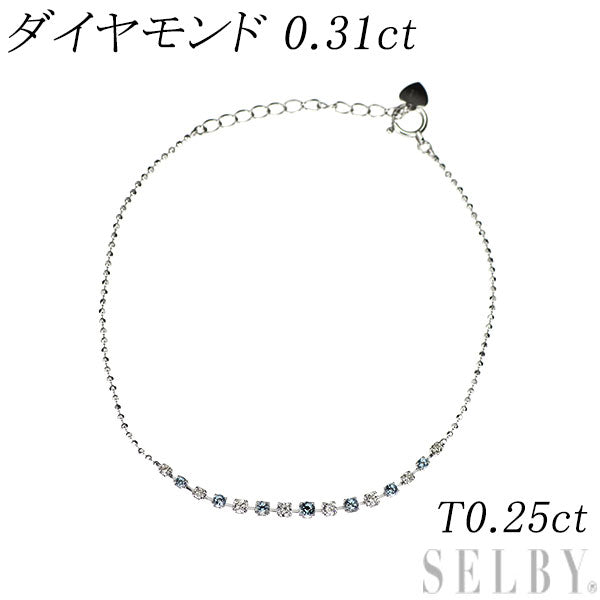 K18WG ダイヤモンド ブルートパーズ ブレスレット 0.31ct T0.25ct