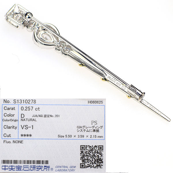 ロイヤルアッシャー Pt900/K18 ダイヤモンド ブローチ 0.257ct D VS1