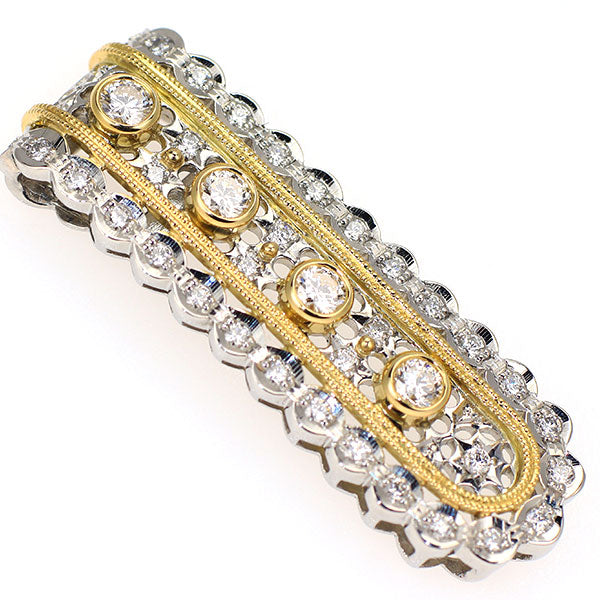 アンブローズ K18YG/Pt900 ダイヤモンド ペンダントトップ 0.65ct フィレンツェ彫
