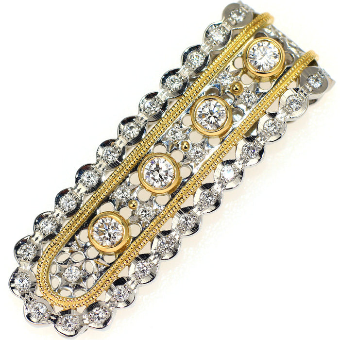 アンブローズ K18YG/Pt900 ダイヤモンド ペンダントトップ 0.65ct フィレンツェ彫