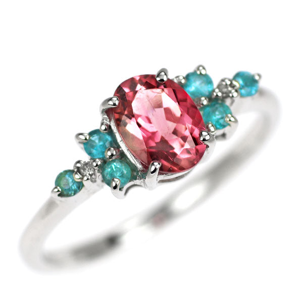 K18WG ピンクトルマリン パライバトルマリン ダイヤモンド リング