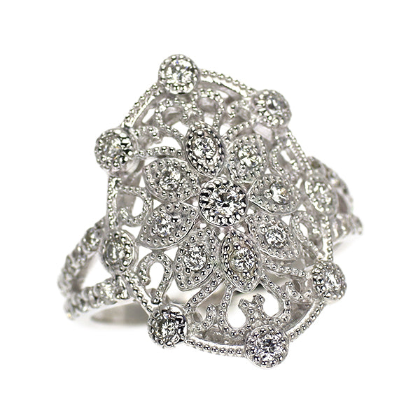 K18WG ダイヤモンド リング 0.50ct アンティークレース