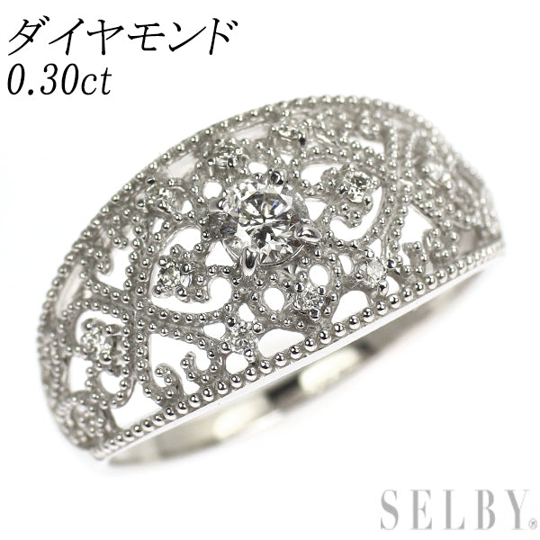 K18WG ダイヤモンド リング 0.30ct アンティークレース