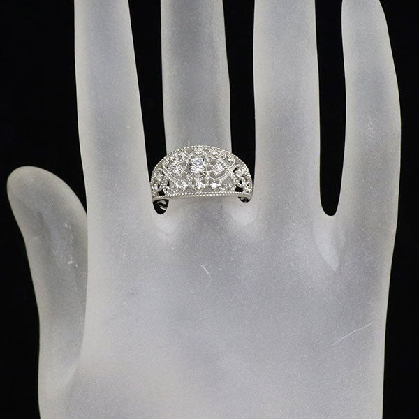 K18WG ダイヤモンド リング 0.30ct アンティークレース