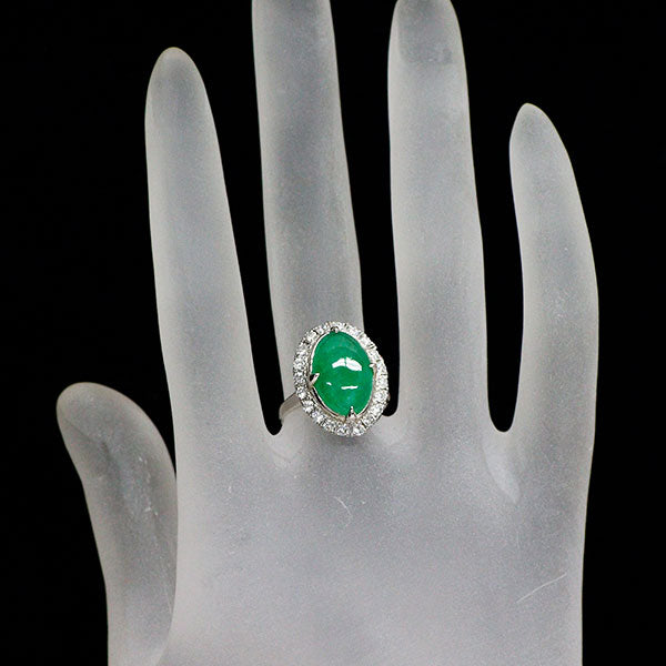 Pt800 翡翠 ダイヤモンド リング D0.51ct 千本透かし — セルビー