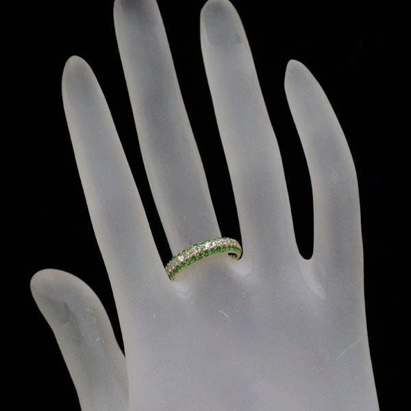 K18YG グロッシュラーライトガーネット ダイヤモンド リング 0.55ct D0.38ct パヴェ