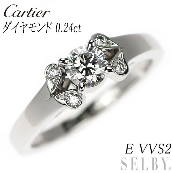 カルティエ Pt950 ダイヤモンド リング 0.24ct E VVS2 バレリーナ 45号