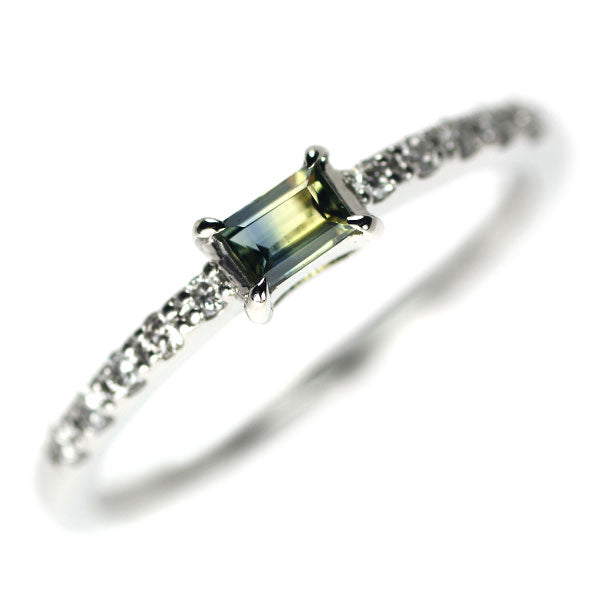 Pt900 バイカラー サファイア ダイヤモンド リング 0.18ct D0.11ct