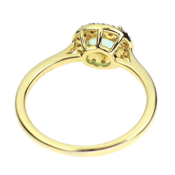 K18YG ミントトルマリン ダイヤモンド リング 0.64ct D0.14ct