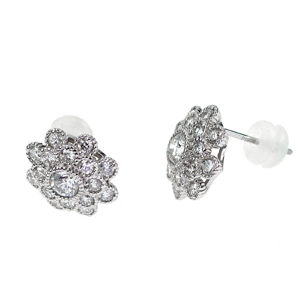 Pt950/ Pt900 ダイヤモンド ピアス 0.41ct D0.82ct フラワー