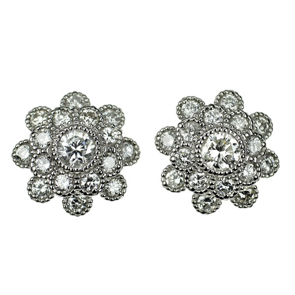 Pt950/ Pt900 ダイヤモンド ピアス 0.41ct D0.82ct フラワー