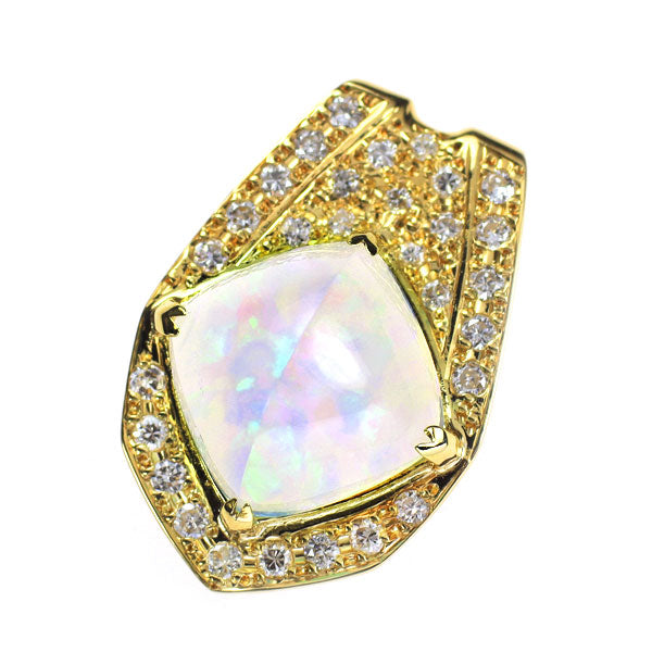 クレサンベール K18YG 再結晶ウォーターオパール ダイヤモンド ペンダントトップ 3.15ct D0.27ct