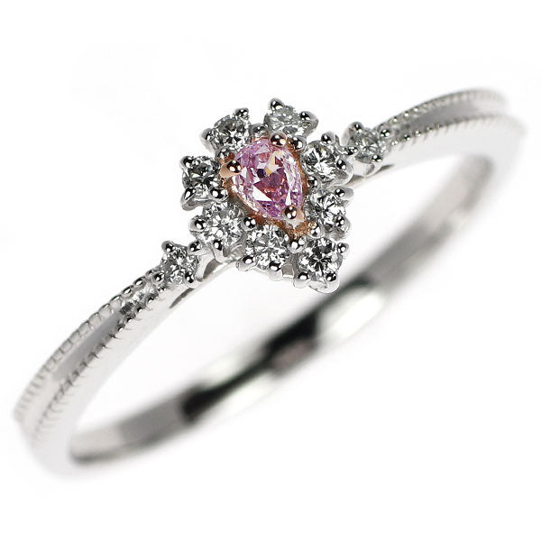 天然無処理ピンクダイヤモンド カラーレス リング 計0.75ct PT 新品 希少 Pt950 天然ピンクダイヤモンド リング 0.057ct FPP