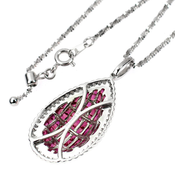 K18WG ルビー ダイヤモンド ペンダントネックレス 6.20ct D0.55ct ミステリーセッティング
