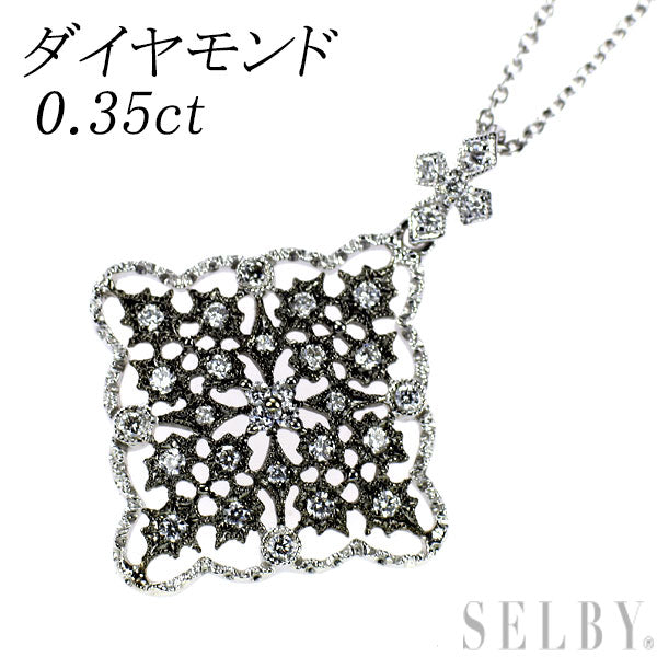 ブラックコーティング/K18WG ダイヤモンド ペンダントネックレス 0.35ct アンティークレース