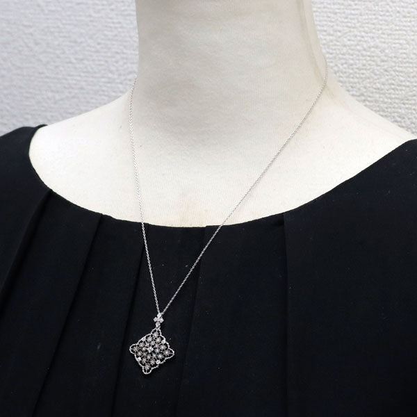 ブラックコーティング/K18WG ダイヤモンド ペンダントネックレス 0.35ct アンティークレース
